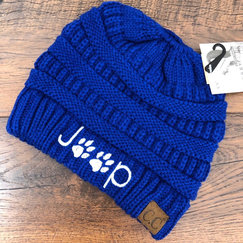 Jeep Paw Print Pony Tail Messy Bun Beanie